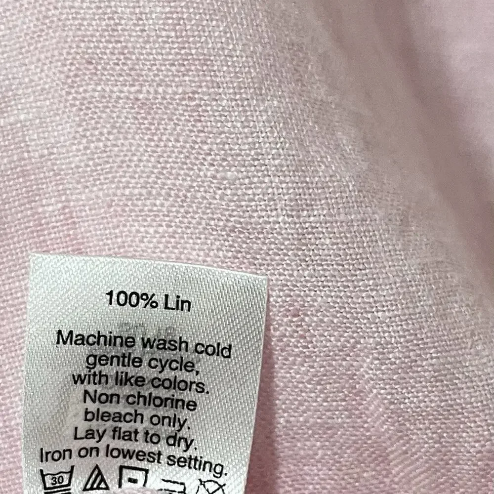 J Crew Mens Linen Short Sleeve Button Up Shirt Size S Pale Pink Coastal Beachy‎